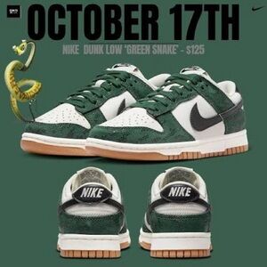 Nike green snakeskin dunks size 8